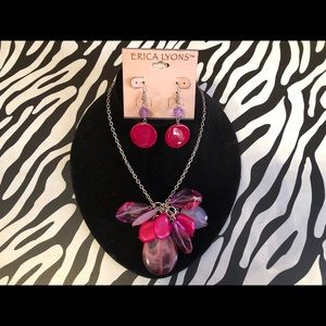 Beautiful red and pink necklace and earrings set